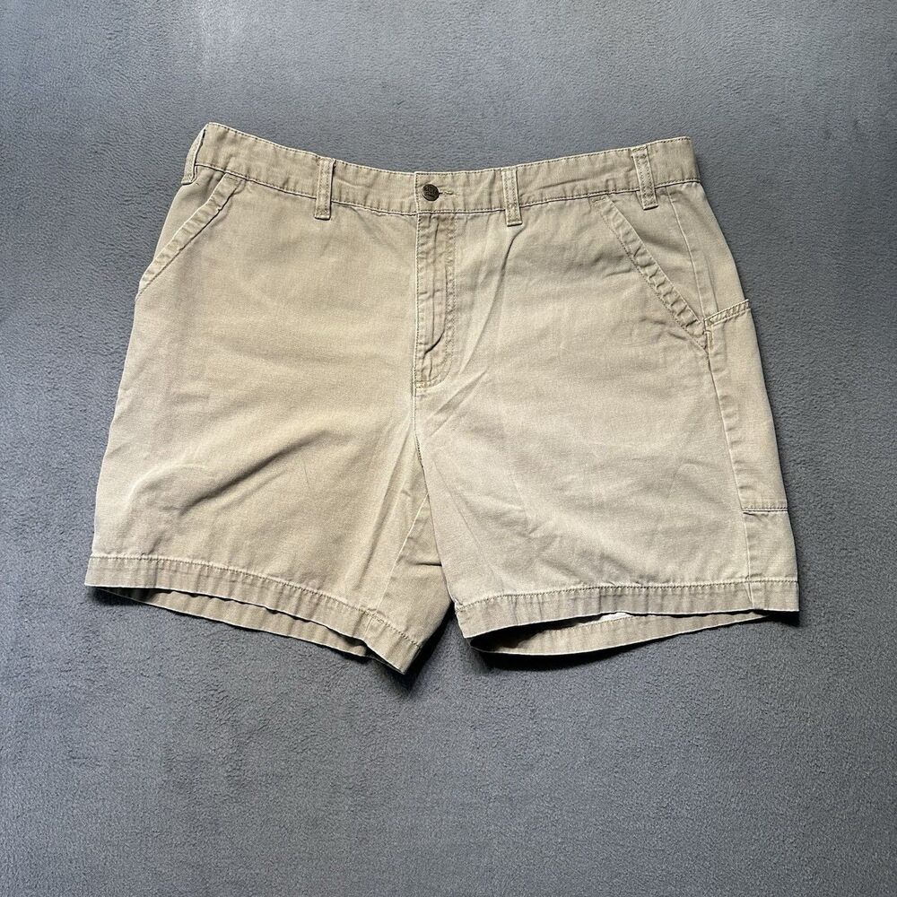 Eddie Bauer Mens 38 Canvas Shorts Khaki Heavyweight Workwear Hiking Rugged